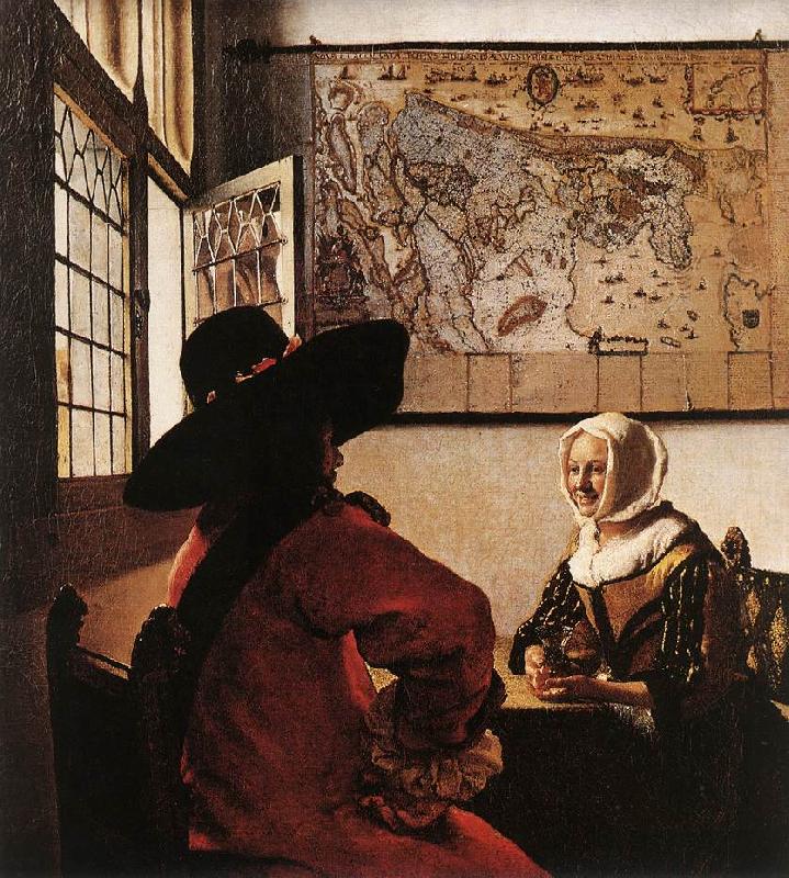 VERMEER VAN DELFT, Jan Officer with a Laughing Girl ar oil painting image
